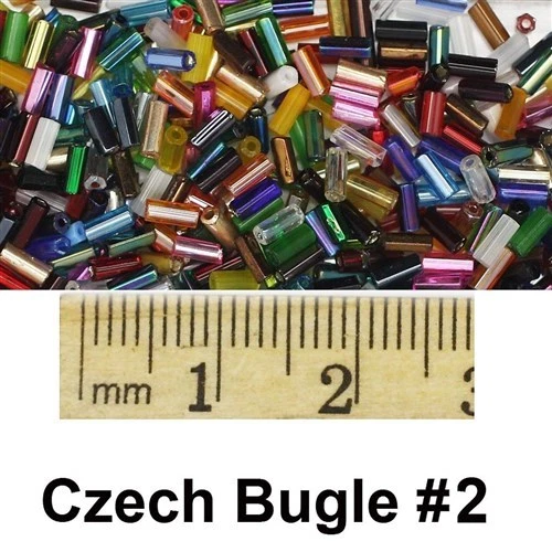 Czech Glass Bugle Bead Sizes #2 in a Tub ~ Assorted Multi Mix Colors & Finishes - Picture 2 of 2