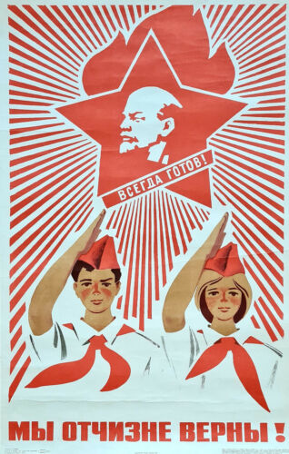 WE ARE FAITHFUL TO THE MOTHERLAND -1976 SOVIET RUSSIAN COMMUNIST PIONEERS POSTER - Afbeelding 1 van 2