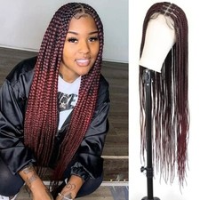 32" Box Braids Full Lace Wigs for Women Square Knotless Braided Wigs Baby Hair