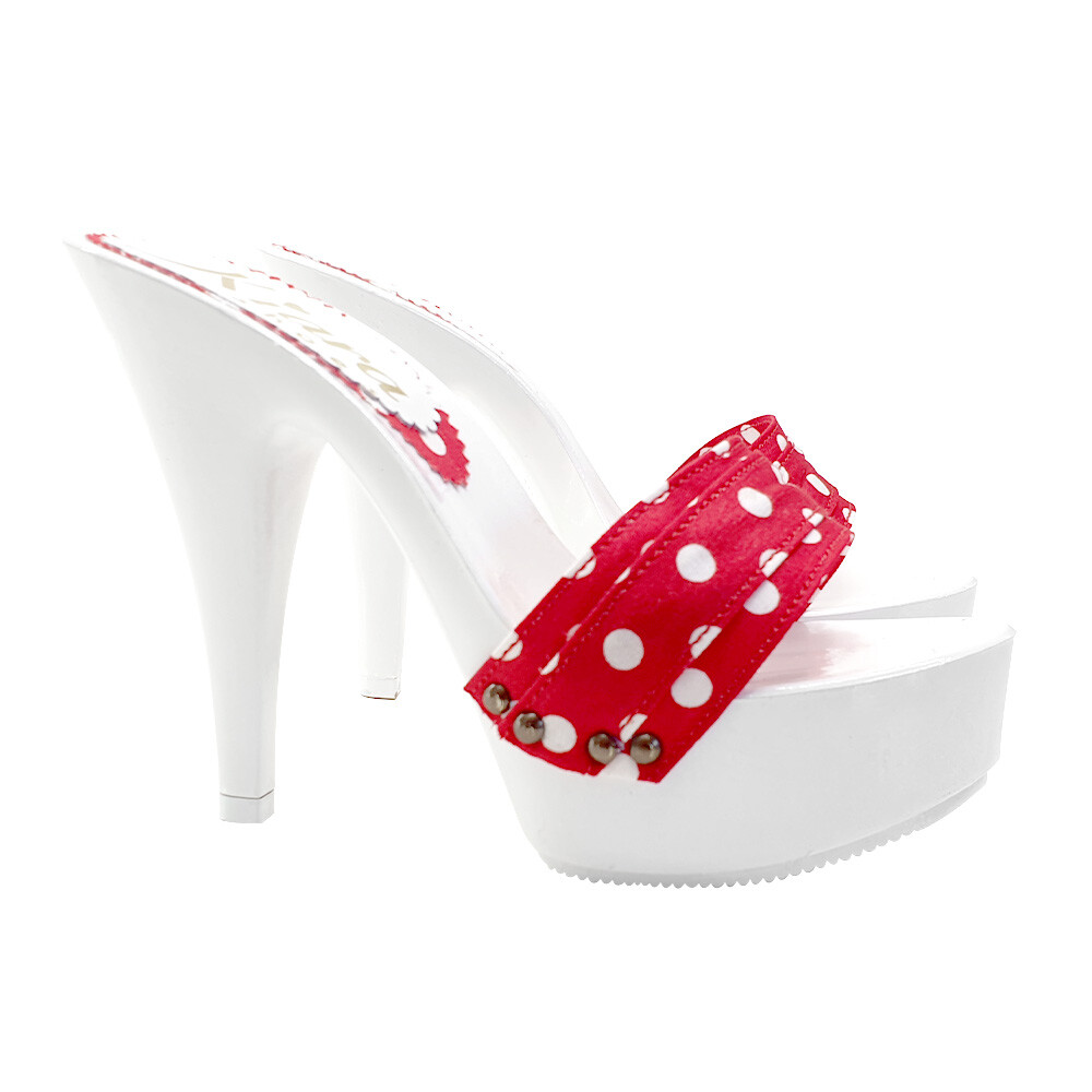 Kiara Shoes Red Clog Sandals White KIARA SHOES With 13 Heel And