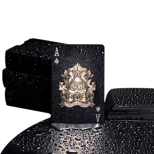 4x Decks of Gold Playing Cards, Waterproof Plastic Poker Cards Black