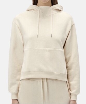 NWT John Elliott Womens Hooded Villain Cotton Sweatshirt in Salt | Sz 1 Small