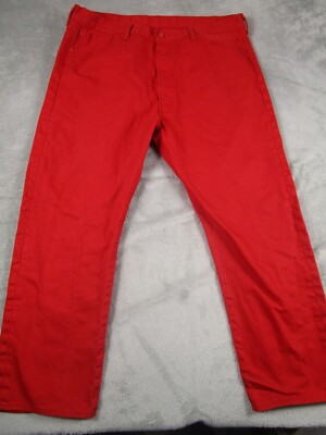 Levis 501 Jeans Mens 39x29 Red Button Fly Modern Logo Straight Pockets 