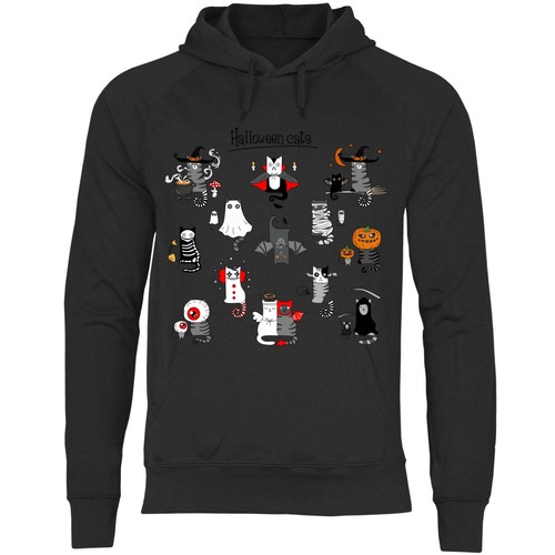 Halloween Cats Dueño de gatos Amante de los gatos Gato Hombre Sudadera con capucha - Imagen 3 de 15
