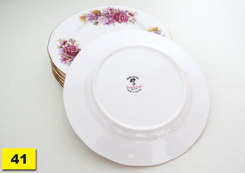 Set of 6 Gainsborough Bone China Tea Side Dessert Plates with Floral Design - Picture 3 of 4