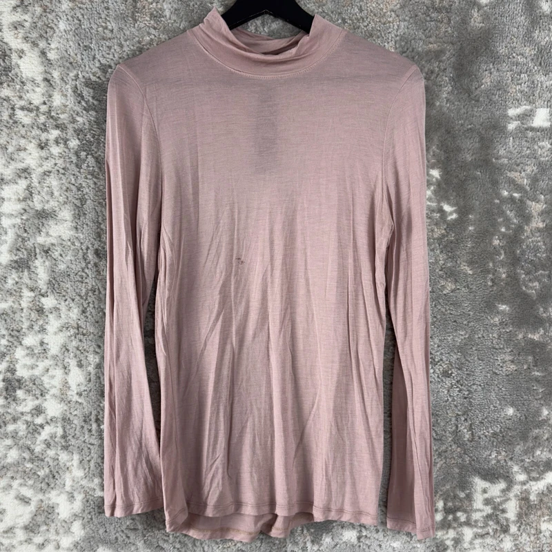mpg cashmere modal blend mock neck long sleeve pullover shirt