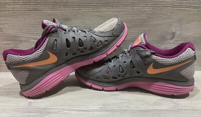Nike Dual Fusion Run Wolf Gray Orange Pink Running Shoes 599564-011 Size 