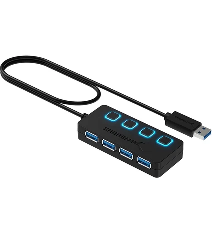 Sabrent 4-Port USB 3.0 Hub with Individual LED Power Switches (HB-UM43) NEW AU