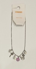 Gymboree Girls Tropical Palm Trees Seashell Necklace, Silver, NWT