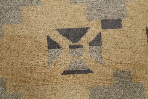 Gold Geometric Gabbeh Plush Wool Handmade 8x10 Area Rug Modern Dining Room Size - Picture 8 of 12