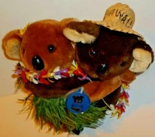 Vintage Plush HAWAII stuffed KOALA Bear hugging dolls 7", 1986 Dakin Keiki Toys