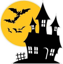 Halloween Haunted House with Bats Wall Decor Decal