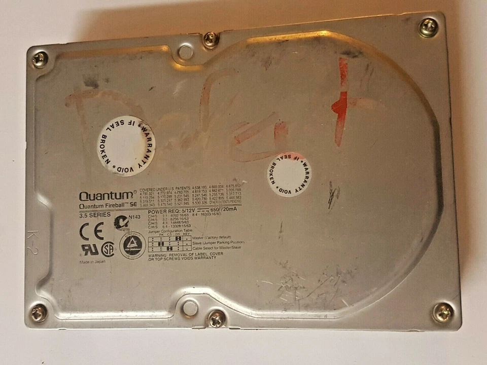 3,2 GB Ide Quantum Fireball Se Pn SE32A012 Rev 01-B P-Ata HDD 5400RPM 128KB 3.5 - Image 2 of 2