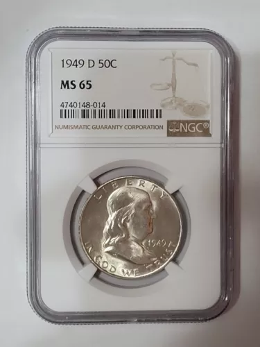 1949 D FRANKLIN HALF DOLLAR NGC MS65 KEY DATE