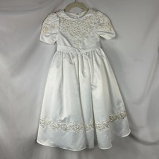 Flower Girl Wedding Dress 5 White Beaded Embroidery Puff Sleeve Sequin Layer