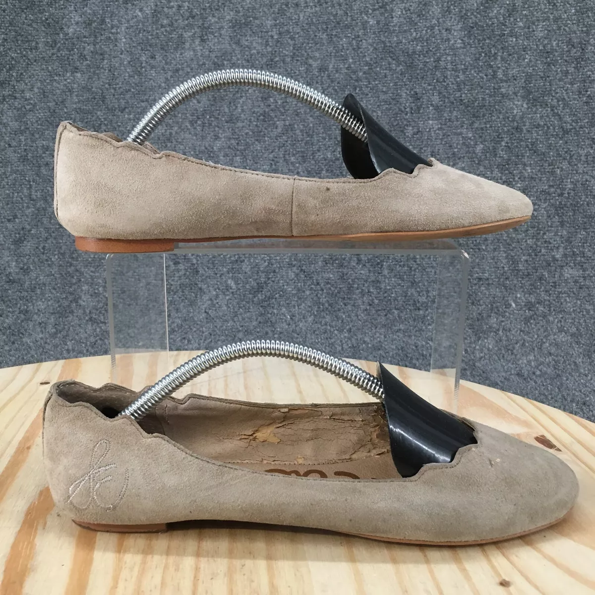 Sam Edelman Shoes Womens 6.5 Francis Scallop Ballet Flats Beige