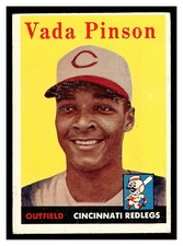 1958 TOPPS VADA PINSON #420 ROOKIE CARD CINCINNATI REDS MID GRADE LOOKS NICE. rookie card picture