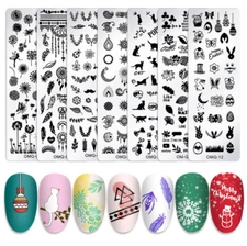 Snowflake Bunny Cat Flowers Nail Art Stamping Manicure DIY Template Image Plate