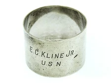 Sheffield E Viners Sterling Silver Napkin Ring USN United States Navy WWII