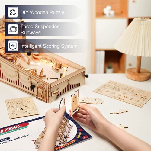 ROKR 4kit Pinball ParachuteTower SwingRide TeaCup MusicBox 3DWoodPuzzle XmasGift - Picture 14 of 80
