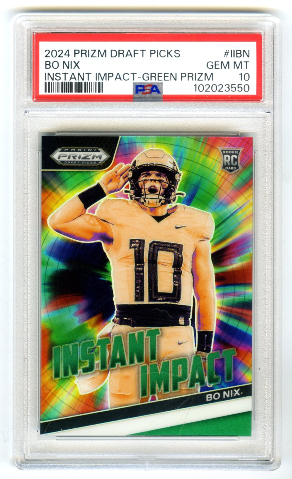 BO NIX (POP 23) 2024 PRIZM DRAFT PICKS GREEN PRIZM PA-10 GEM-MT ROOKIE CARD#IIBN