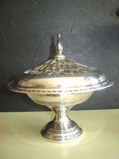 VTG. LIDDED PREISNER STERLING SILVER FOOTED, WEIGHTED CANDY DISH  8 OZ, 227 GR