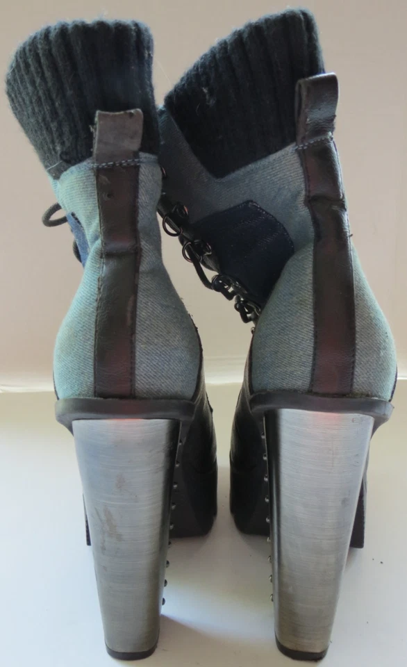 Botines Bumper Mujer Denim Bi82 Patchwork Tacón Grueso Plataforma Foto 3 de 4