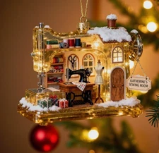 Personalized Sewing Machine Christmas Ornament 2D Seamstress Tailor Gift 3.5 in
