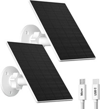 Solar Panel for Security Camera, 2 Pack 2W Solar Charger with Micro USB USB-C