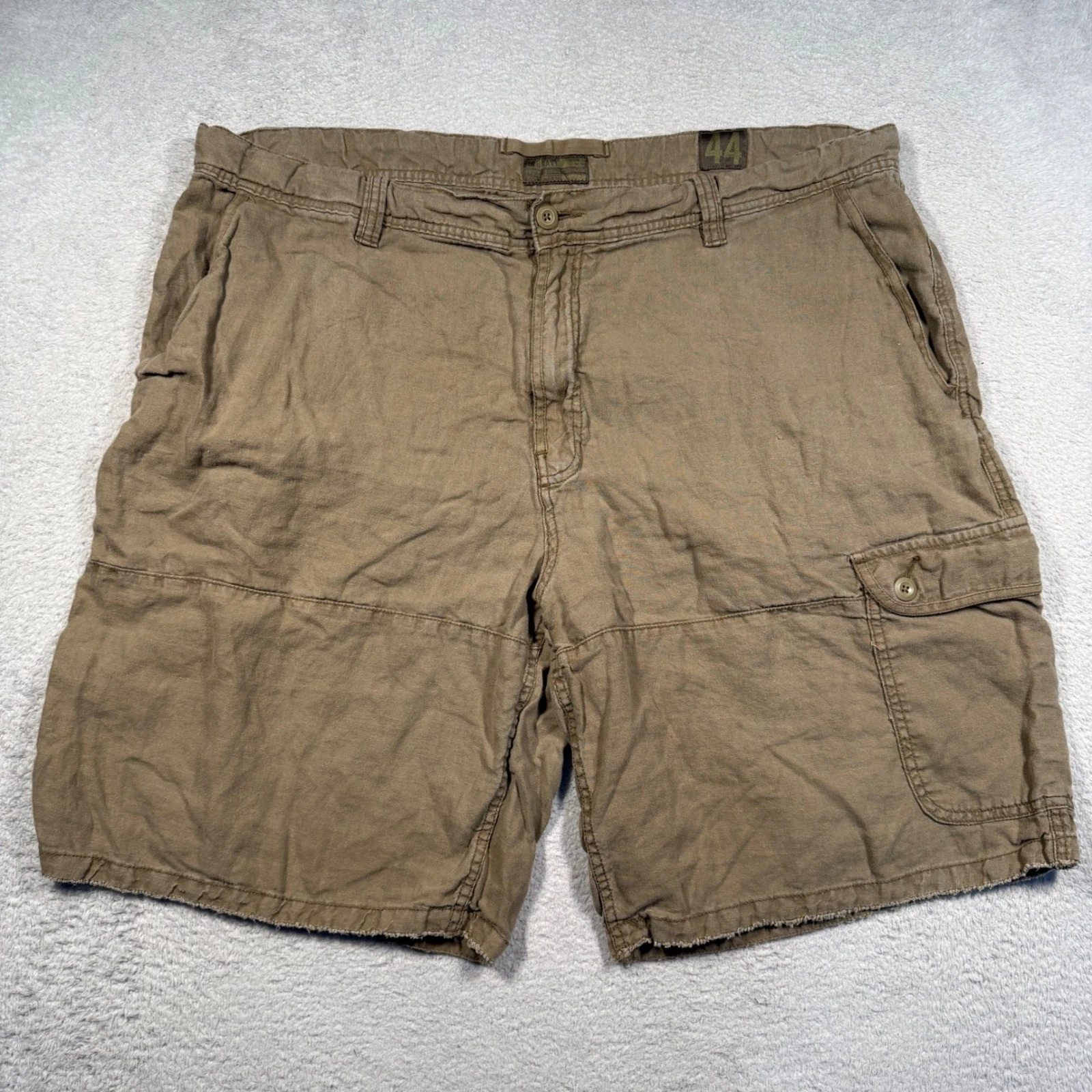 Old Navy Cargo Shorts Mens 44 Brown 100% Linen Vintage Y2K Utility Gorpcore