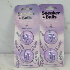 2 Packs of 2 Sneaker Balls Lavender Scent Deodorizer Shoes Gym Bag Locker Odor