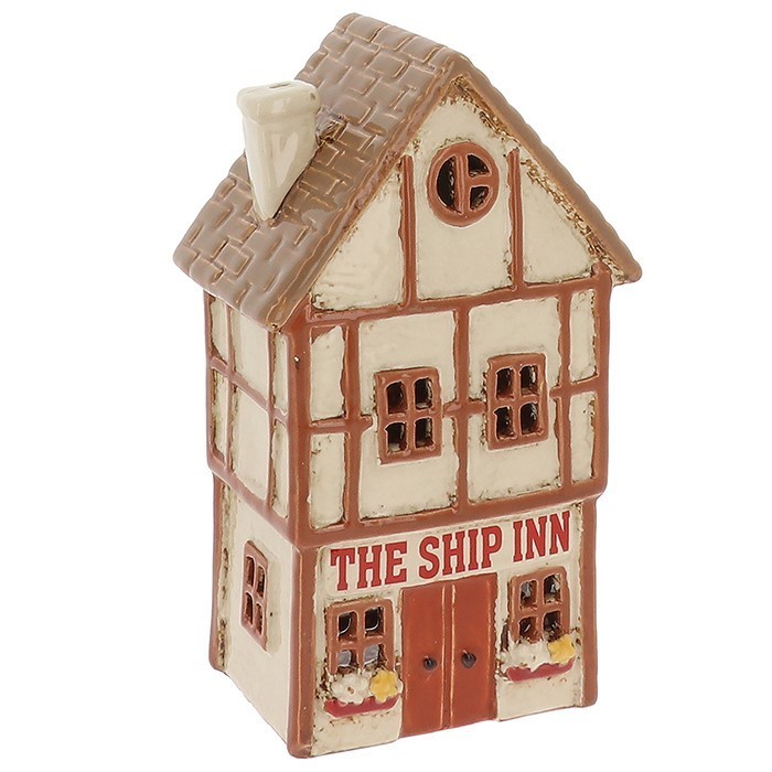 Village Pottery The Ship Inn Pub Tudor Style Tea Light Candle Holder