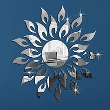 Sunflower Mirror Wall Stickers Decor, Round Acrylic DIY Self-Adhesive Modern