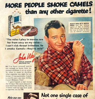 1951 Camel Cigarettes John Wayne Advertisement Vintage Smoking Tobacco DWX11C