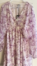 Women's Balloon Long Sleeve Mini Dress - A New Day Cream/Purple Floral new