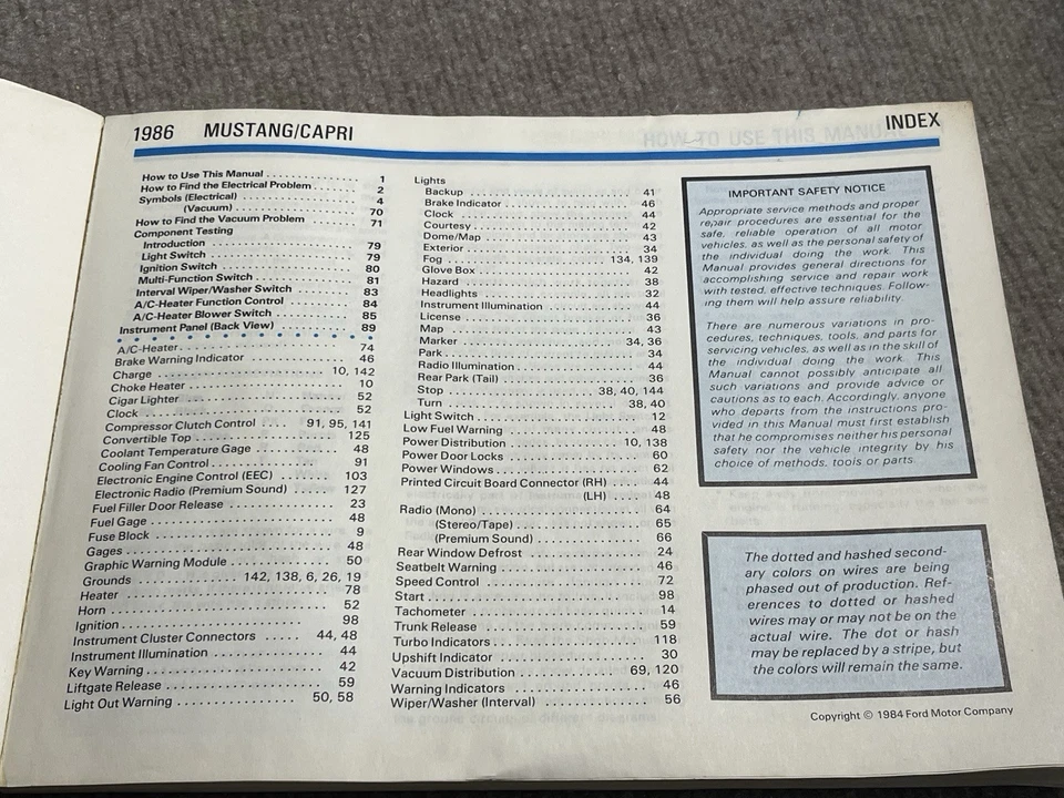 1986 Ford Mustang Capri Electrical Vacuum Troubleshooting Diagrams Manual - Image 3 of 4