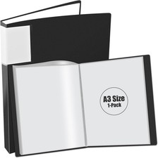 JIKIOU A3 Folder with Clear Plastic Sleeves, 40 Pockets Art Portfolio Large 