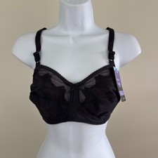 Bali Flower Comfort U-Back UW Bra 36C Midnight Black 0180 NWT
