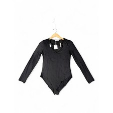 Mangopop V-Neck Long Sleeve Bodysuit M - Black
