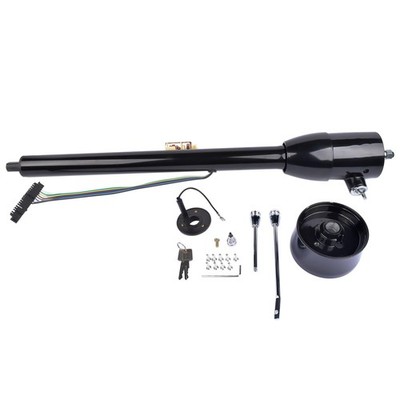 32'' Manual Floor Shift Tilt Steering Column with Key & 9 Bolt Adapter Black
