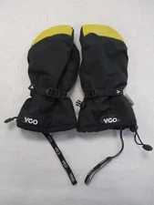 VGO MEN'S COW LEATHER SKI MITTENS SIZE LARGE / 9 BLACK & YELLOW CA2472FLWP-BLA