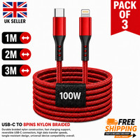 Heavy Duty Braided PD Fast Charger Lead USB C to iPhone Cable 14 13 12 11 X 8 7