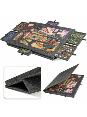 Foldable Felt Puzzle Board 1000-Piece 6-Drawer Jigsaw Storage