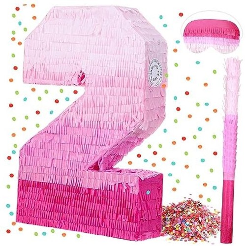 Sratte Number Piñata Pink Piñata Birthday Decorations Gradient with Stick