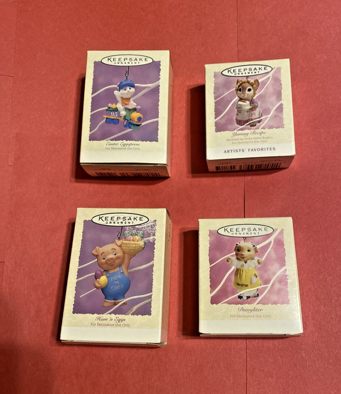 4 Hallmark Easter Ornaments Easter Eggspress Ham 'n Eggs Yummy Recipe '94 & '95