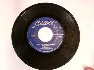 Mike Preston   Girl Without A Heart 7'' Single 1960 USA London Pop Vocal 45 RPM