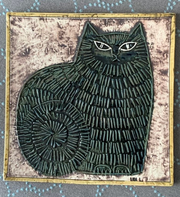 Lisa Larson Vintage CAT Ceramic Relief 1960s UNIK Series Cat Ceramic Tile
