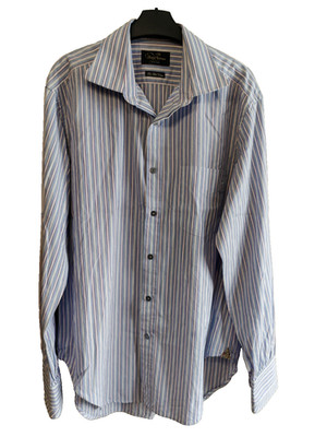 Paul Smith British Collection Hemd 16 41 blau gestreift zweifach Baumwolle Made Italy