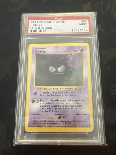 Pokemon TCG Base Set Gastly Card 50/102 Shadowless Psa 9