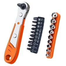Right Angle Screwdriver Bit Set 1/4 Inch Drive Mini Ratchet Socket Wrench Set...